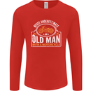 Old Man With a Motorcyle Biker Motorcycle Mens Long Sleeve T-Shirt Red