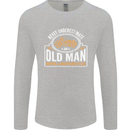 Old Man With a Motorcyle Biker Motorcycle Mens Long Sleeve T-Shirt Sports Grey