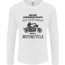 Old Man With a Motorcyle Biker Motorcycle Mens Long Sleeve T-Shirt White