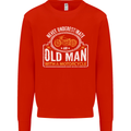 Old Man With a Motorcyle Biker Motorcycle Mens Sweatshirt Jumper Bright Red