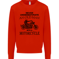 Old Man With a Motorcyle Biker Motorcycle Mens Sweatshirt Jumper Bright Red