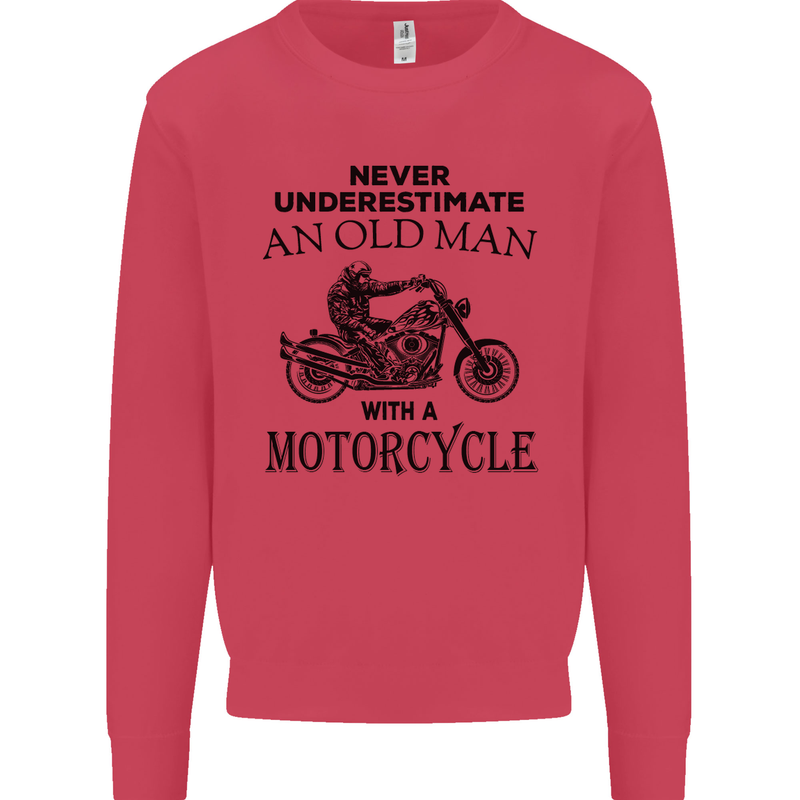 Old Man With a Motorcyle Biker Motorcycle Mens Sweatshirt Jumper Heliconia