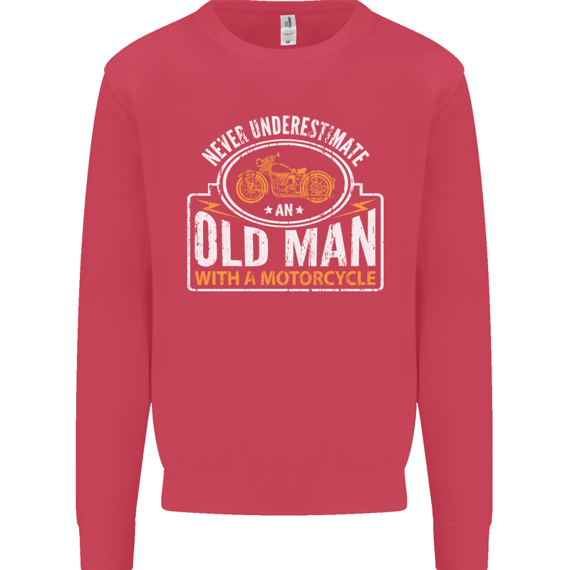 Old Man With a Motorcyle Biker Motorcycle Mens Sweatshirt Jumper Heliconia