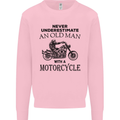 Old Man With a Motorcyle Biker Motorcycle Mens Sweatshirt Jumper Light Pink
