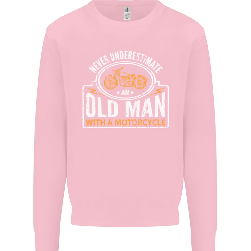 Old Man With a Motorcyle Biker Motorcycle Mens Sweatshirt Jumper Light Pink