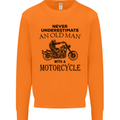 Old Man With a Motorcyle Biker Motorcycle Mens Sweatshirt Jumper Orange