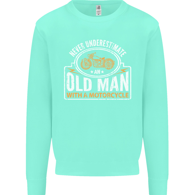 Old Man With a Motorcyle Biker Motorcycle Mens Sweatshirt Jumper Peppermint