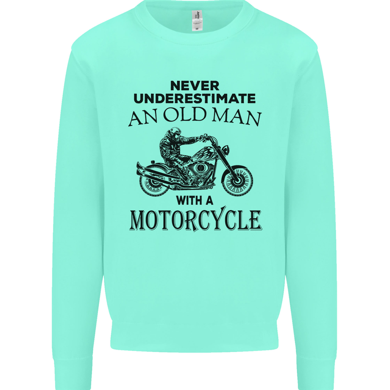 Old Man With a Motorcyle Biker Motorcycle Mens Sweatshirt Jumper Peppermint