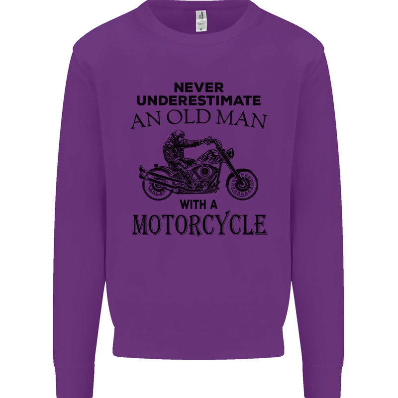 Old Man With a Motorcyle Biker Motorcycle Mens Sweatshirt Jumper Purple