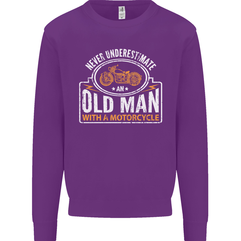 Old Man With a Motorcyle Biker Motorcycle Mens Sweatshirt Jumper Purple