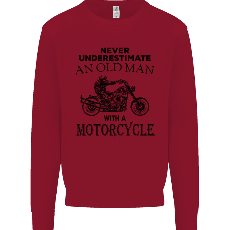 Old Man With a Motorcyle Biker Motorcycle Mens Sweatshirt Jumper Red