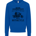 Old Man With a Motorcyle Biker Motorcycle Mens Sweatshirt Jumper Royal Blue