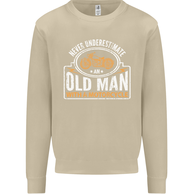 Old Man With a Motorcyle Biker Motorcycle Mens Sweatshirt Jumper Sand