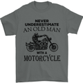 Old Man With a Motorcyle Biker Motorcycle Mens T-Shirt Cotton Gildan Charcoal