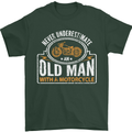 Old Man With a Motorcyle Biker Motorcycle Mens T-Shirt Cotton Gildan Forest Green