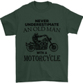 Old Man With a Motorcyle Biker Motorcycle Mens T-Shirt Cotton Gildan Forest Green