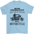 Old Man With a Motorcyle Biker Motorcycle Mens T-Shirt Cotton Gildan Light Blue