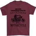 Old Man With a Motorcyle Biker Motorcycle Mens T-Shirt Cotton Gildan Maroon