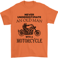 Old Man With a Motorcyle Biker Motorcycle Mens T-Shirt Cotton Gildan Orange