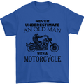 Old Man With a Motorcyle Biker Motorcycle Mens T-Shirt Cotton Gildan Royal Blue