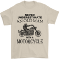 Old Man With a Motorcyle Biker Motorcycle Mens T-Shirt Cotton Gildan Sand