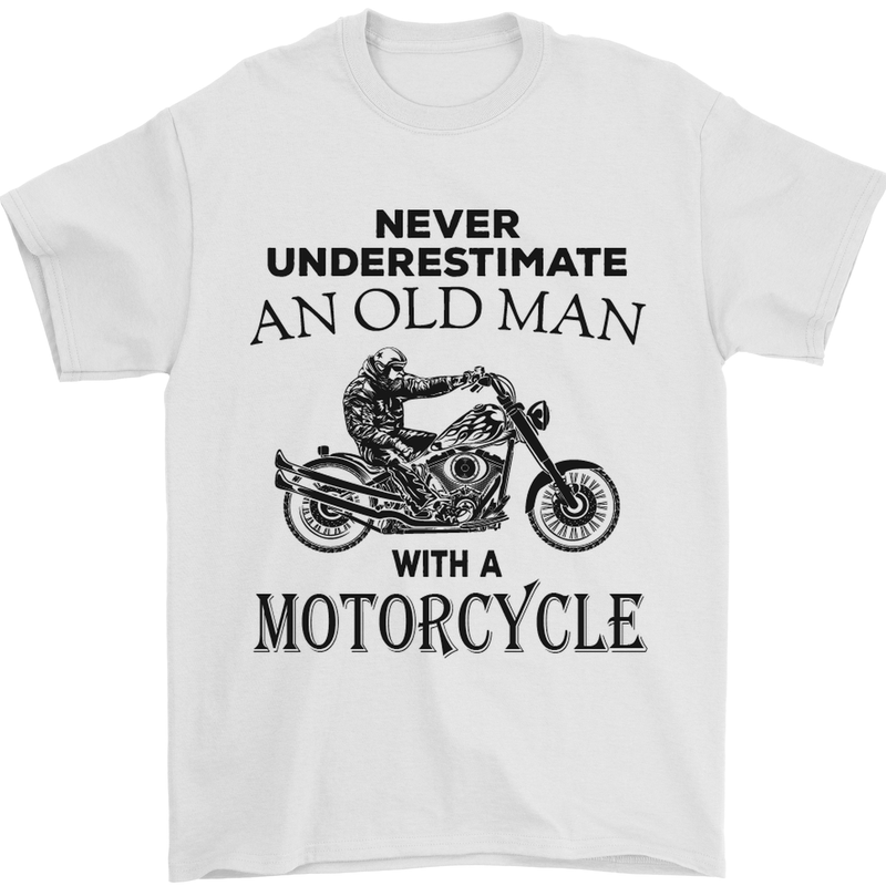 Old Man With a Motorcyle Biker Motorcycle Mens T-Shirt Cotton Gildan White