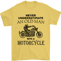 Old Man With a Motorcyle Biker Motorcycle Mens T-Shirt Cotton Gildan Yellow