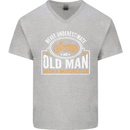 Old Man With a Motorcyle Biker Motorcycle Mens V-Neck Cotton T-Shirt Sports Grey