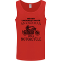 Old Man With a Motorcyle Biker Motorcycle Mens Vest Tank Top Red
