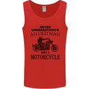 Old Man With a Motorcyle Biker Motorcycle Mens Vest Tank Top Red