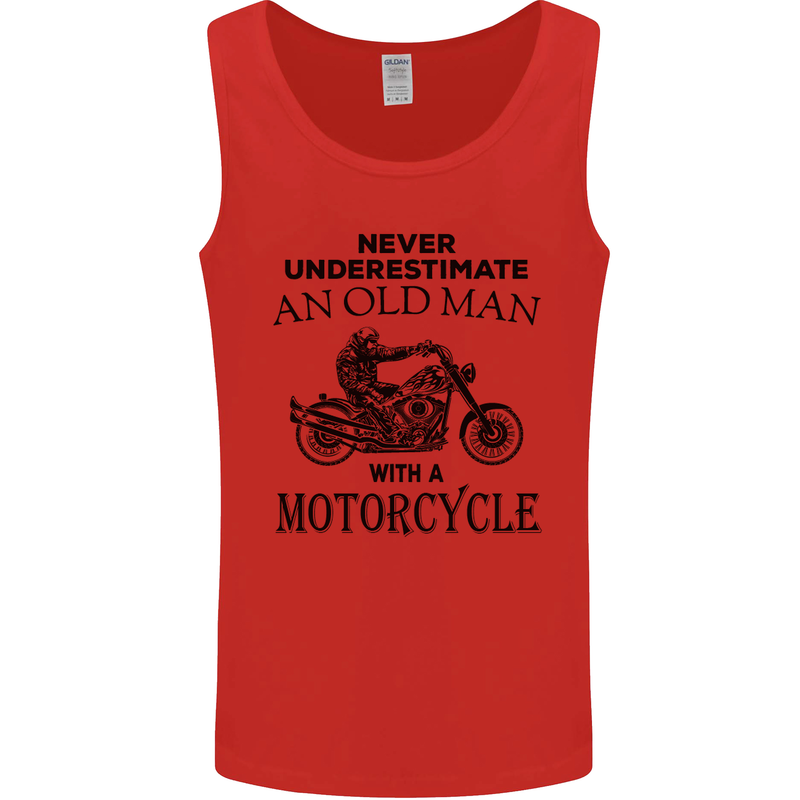 Old Man With a Motorcyle Biker Motorcycle Mens Vest Tank Top Red