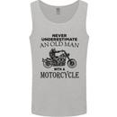 Old Man With a Motorcyle Biker Motorcycle Mens Vest Tank Top Sports Grey