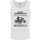 Old Man With a Motorcyle Biker Motorcycle Mens Vest Tank Top White