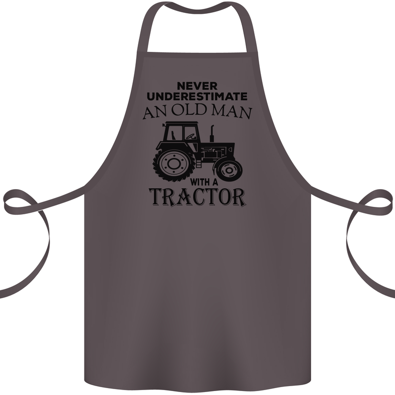 Old Man With a Tractor Driver Farmer Farm Cotton Apron 100% Organic Dark Grey