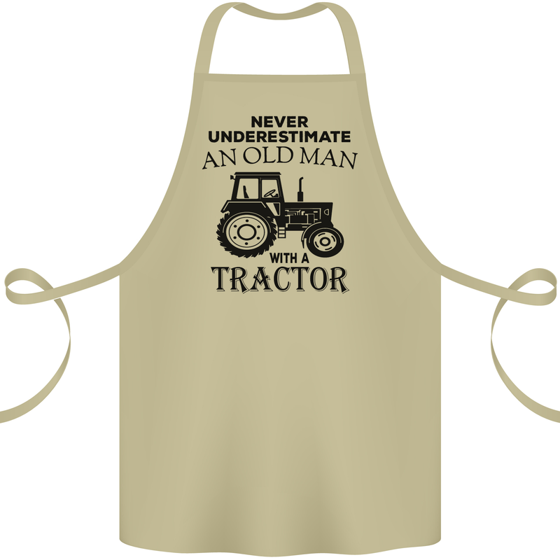 Old Man With a Tractor Driver Farmer Farm Cotton Apron 100% Organic Khaki
