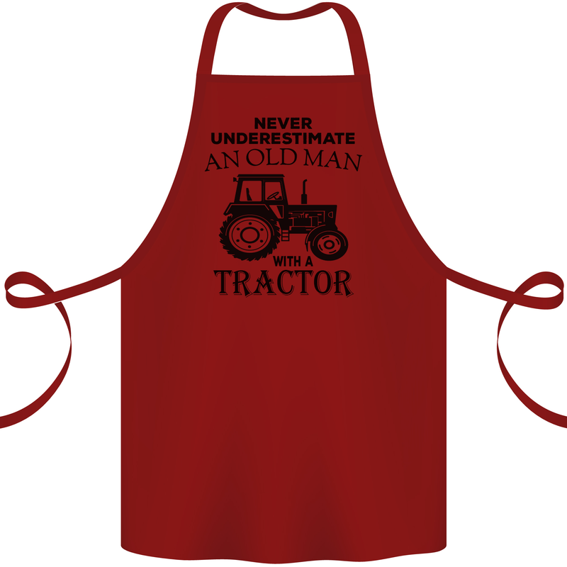 Old Man With a Tractor Driver Farmer Farm Cotton Apron 100% Organic Maroon