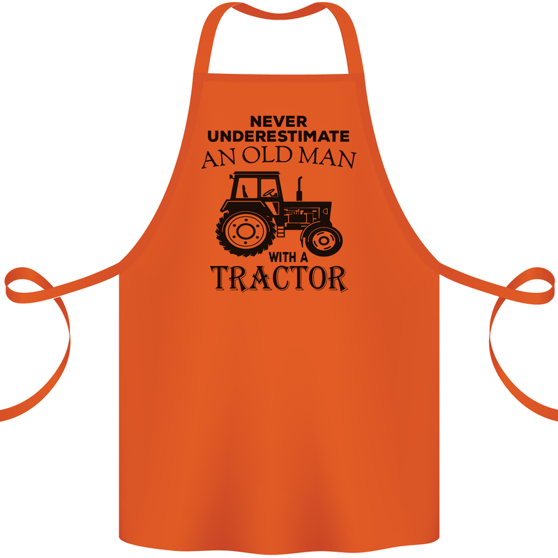 Old Man With a Tractor Driver Farmer Farm Cotton Apron 100% Organic Orange