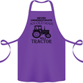 Old Man With a Tractor Driver Farmer Farm Cotton Apron 100% Organic Purple