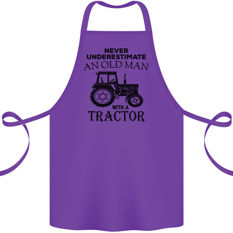 Old Man With a Tractor Driver Farmer Farm Cotton Apron 100% Organic Purple