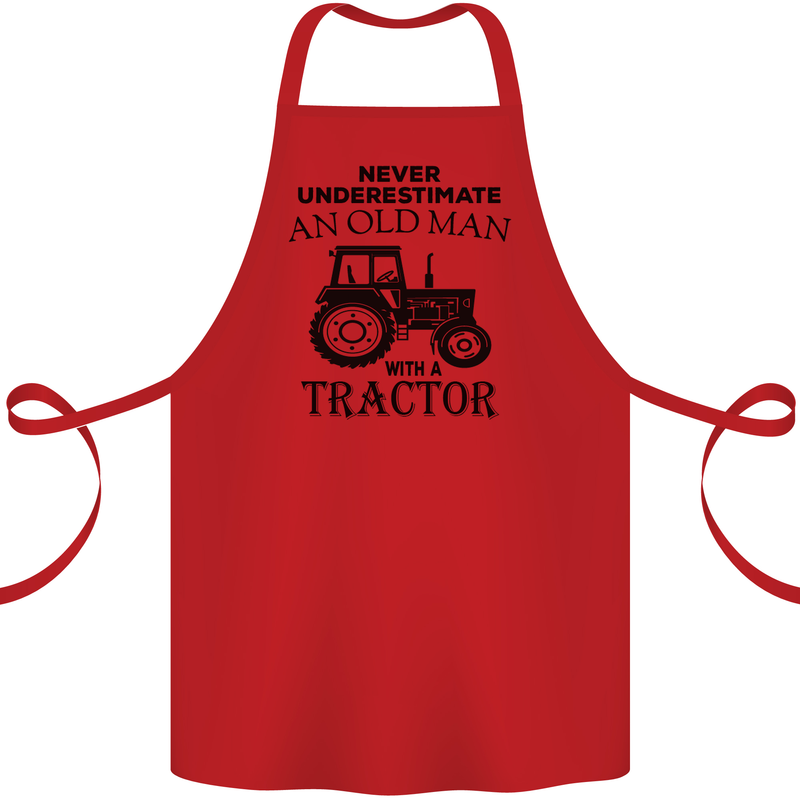 Old Man With a Tractor Driver Farmer Farm Cotton Apron 100% Organic Red
