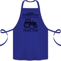 Old Man With a Tractor Driver Farmer Farm Cotton Apron 100% Organic Royal Blue