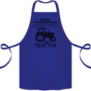 Old Man With a Tractor Driver Farmer Farm Cotton Apron 100% Organic Royal Blue