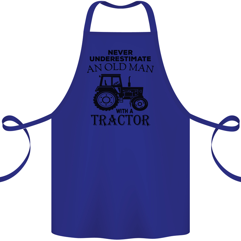 Old Man With a Tractor Driver Farmer Farm Cotton Apron 100% Organic Royal Blue