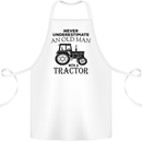 Old Man With a Tractor Driver Farmer Farm Cotton Apron 100% Organic White