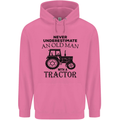 Old Man With a Tractor Driver Farmer Farm Mens 80% Cotton Hoodie Azelea