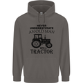 Old Man With a Tractor Driver Farmer Farm Mens 80% Cotton Hoodie Charcoal