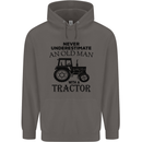 Old Man With a Tractor Driver Farmer Farm Mens 80% Cotton Hoodie Charcoal