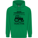 Old Man With a Tractor Driver Farmer Farm Mens 80% Cotton Hoodie Irish Green