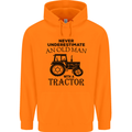 Old Man With a Tractor Driver Farmer Farm Mens 80% Cotton Hoodie Orange
