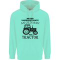 Old Man With a Tractor Driver Farmer Farm Mens 80% Cotton Hoodie Peppermint
